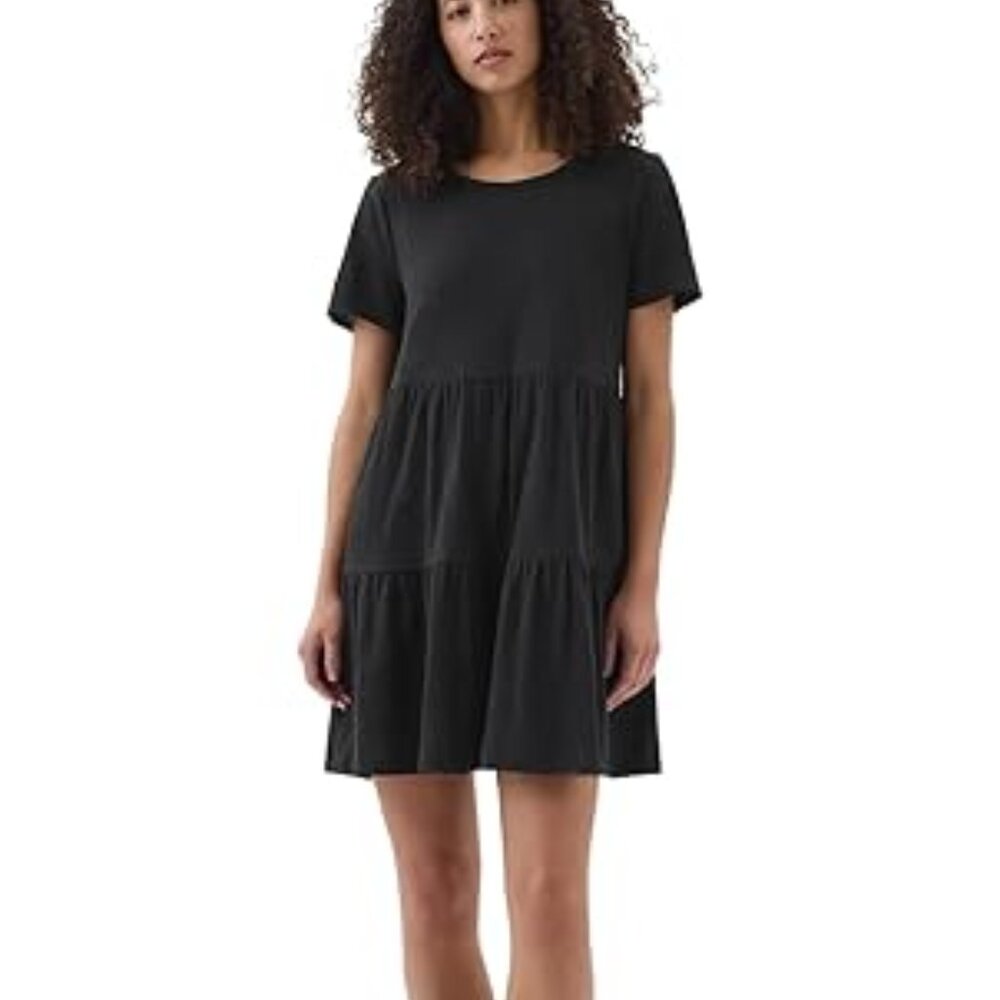 GAP ForeverSoft Black Relaxed Tiered Mini Dress/NWT/S